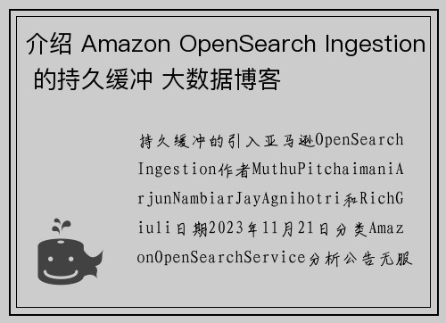 介绍 Amazon OpenSearch Ingestion 的持久缓冲 大数据博客